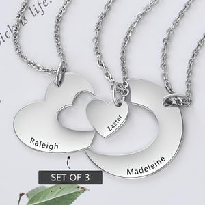 Best Friend Necklace Set for 3, Matching Heart Necklaces for Friends, Custom Name Friendship Jewelry, Personalized Split Heart Pendant