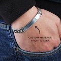 Men Name Bracelet - Engravable ID Bar Bracelet - Curb Chain Bracelet - Masculine Bracelet Silver - Fathers Day Bracelet With Names product logo