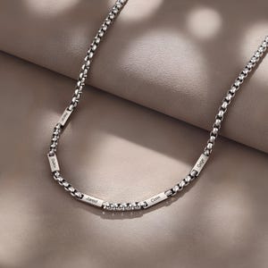 Herenketting: gepersonaliseerde ketting voor jongens, vader, echtgenoot, aangepaste zilveren ketting, gegraveerde herenketting, herensieraden, vaderdagketting