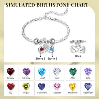 INBLUE Bracciale Serpente Personalizzato Con Cuore E Pietra Portafortuna, Acciaio Inossidabile, Regalo Donna