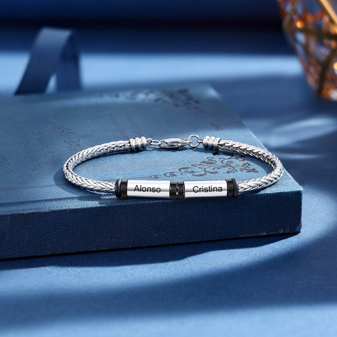 Men's Silver Bracelet Custom Silver Bracelet Men Etsy