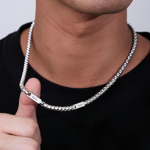 Cadenas de plata para hombre: collar personalizado, collar con nombre grabado, joyería única y significativa para él, regalo de cumpleaños.