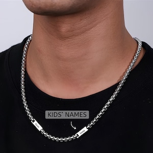 Men Necklace – Engraved Pendant Necklace for Men, Custom Steel Chain, Waterproof Jewelry, Personalized Gift for Him, Name Necklace Men