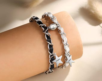 Produktbild von His Hers Armbänder, Paare Armband, Passende Armbänder, Abstand Armbänder, Liebespaar Armband, Freund Armband, Paare Schmuck