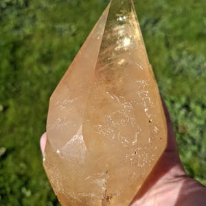 Rare golden stellar beam calcite crystal with pyrite phantom, gem quality, dogtooth calcite, Scalenohedral from Rio Maior, Portugal