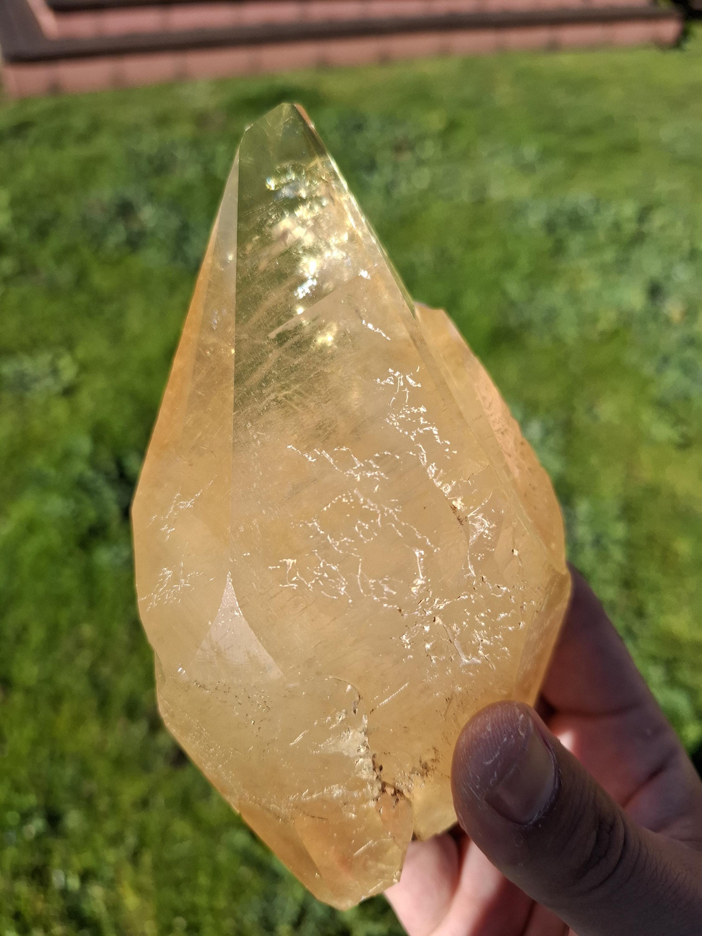 Rare Golden Stellar Beam Calcite Crystal With Pyrite Phantom, Gem ...