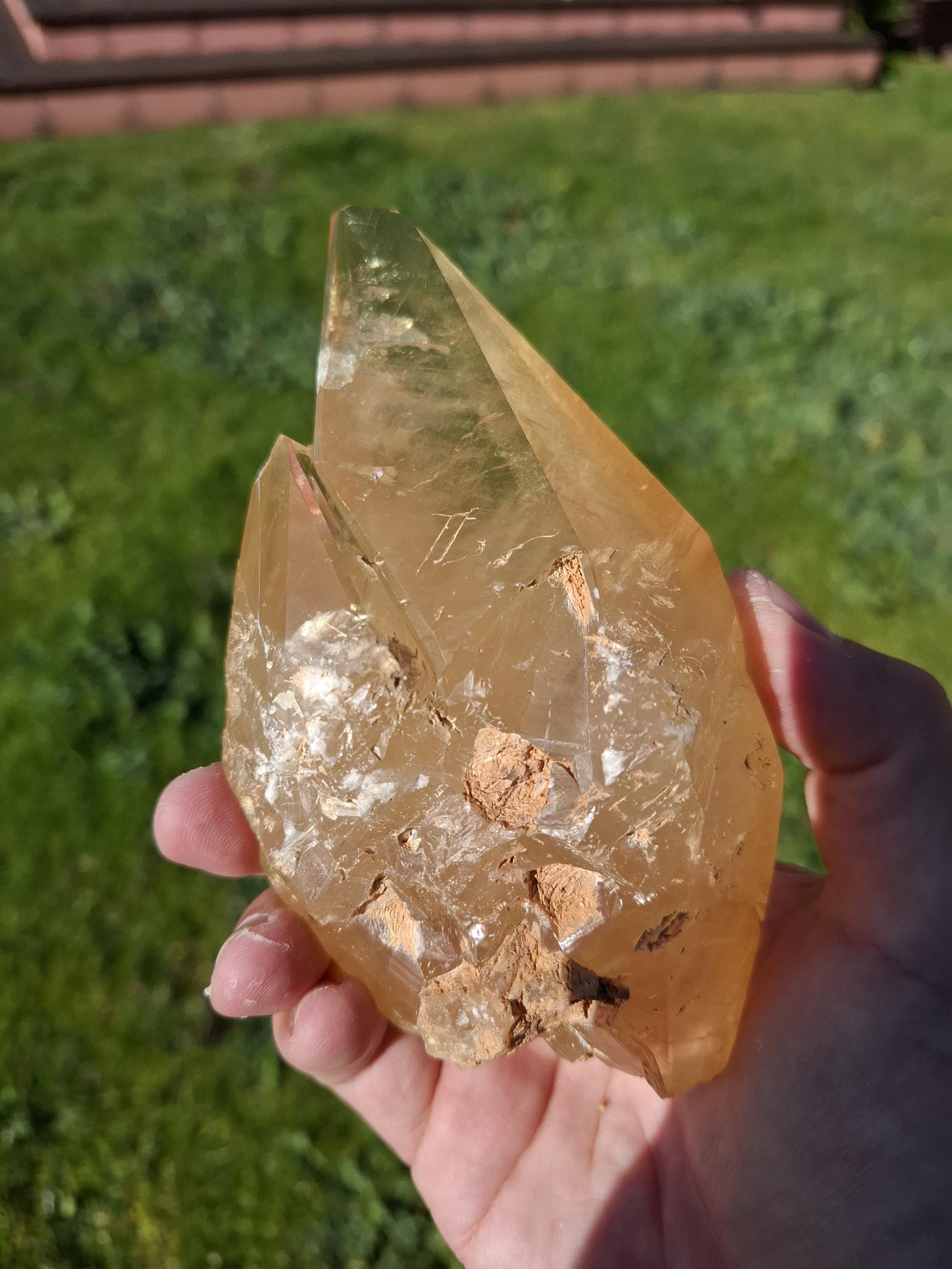 Rare Golden Stellar Beam Calcite Crystal With Pyrite Phantom, Gem ...