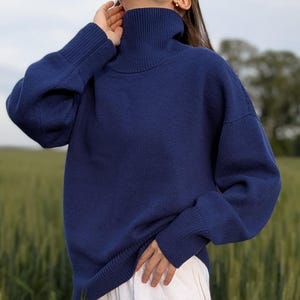 Cashmere & merino wool sweater | Natural women&#39;s dense warm soft sweater | Basic high neck sweater |  Casual knitted fall-winter turtleneck