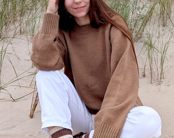 カシミア＆メリノウールセーター | カジュアルクルーネックセーター | 暖かくソフトなウールジャンパー | 秋冬レディースセーター | ミニマリストプルオーバー