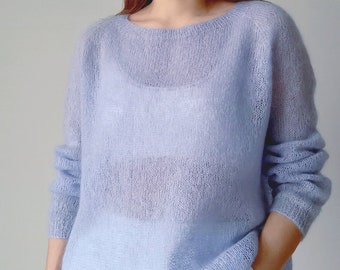 Light Silk Mohair Jumper / suéter transparente de gasa delgada / suéter universal de ajuste suelto / delicado romántico femenino / traje de primavera