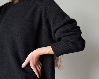 メリノ＆カシミアハイネックセーター｜クラシックウール秋冬ニットセーター｜シンプルで柔らかく暖かいタートルネック｜ミニマルでベーシックなルーズフィット