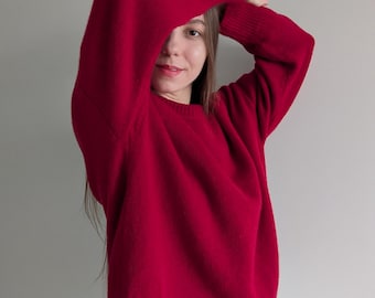 100 % cachemire pour femme – Pull 100 % cachemire douillet automne-hiver | Pull en cachemire doux et chaud | Pull minimaliste en maille à col rond