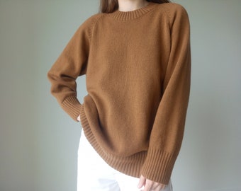 Gezellige kaneeltrui | Trui van merino en kasjmier | Klassieke wollen gebreide trui | Casual trui Minimalistisch Basic naturel | raglan trui