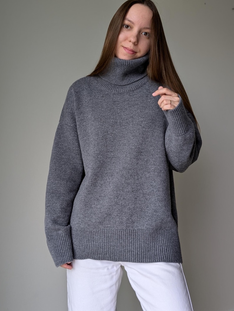 Warm cozy natural turtleneck sweater.
