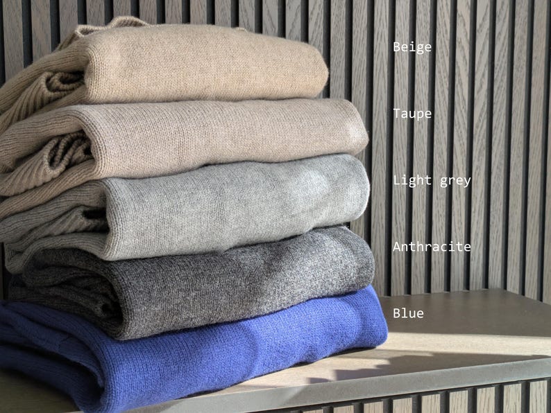 Jersey de cachemir y lana merino / Jersey de lana natural, denso, cálido y suave para mujer / Jersey básico de cuello alto / Jersey de cuello alto de punto informal para otoño-invierno imagen 12