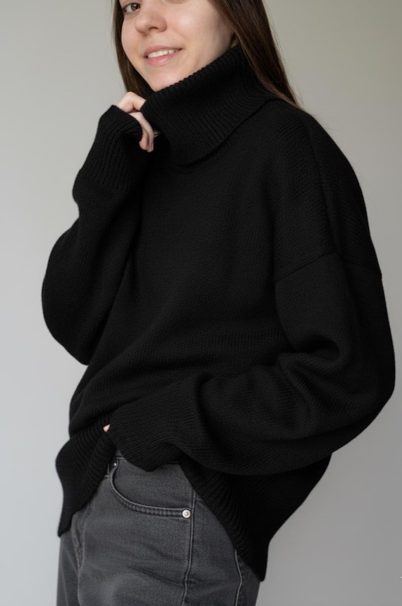 Cashmere & Merino wool sweater | Knitted women's sweater | Natural Oversized Turtleneck | Cozy High Neck Jumper | Soft wool women's sweater