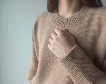 Merino & cashmere sweater | Cozy camel jumper | Low Fuzz Sweater | Classic woollen knitted jumper | Casual sweater Minimalist Basic natural