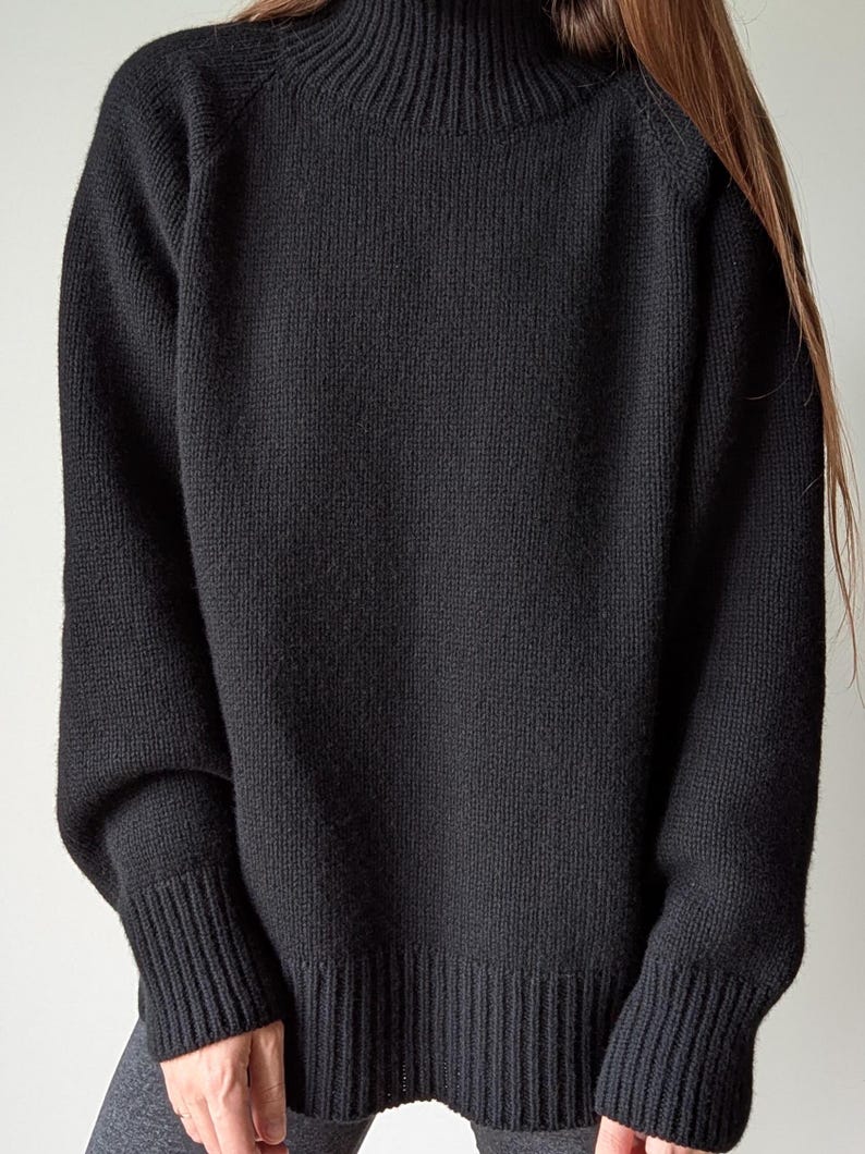 Merino & Kaschmir Rollkragenpullover | Klassischer Herbst Winter Strickpullover aus Wolle Schlichter weicher warmer Rollkragen | Minimalistische Basic Loose Fit Bild 7