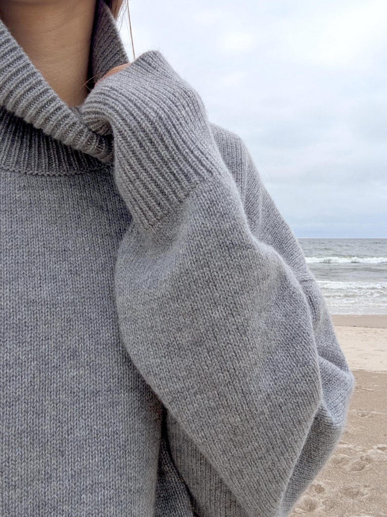 Jersey de cachemir y lana merino / Jersey de lana natural, denso, cálido y suave para mujer / Jersey básico de cuello alto / Jersey de cuello alto de punto informal para otoño-invierno imagen 9