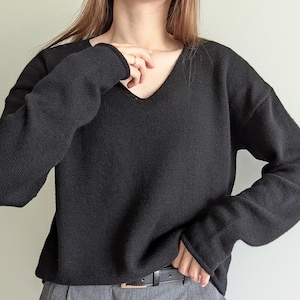 Jersey ligero de merino y cachemir / Jersey de cuello en V suave y delicado / Jersey clásico de punto informal / Prenda básica minimalista de lana natural imagen 7