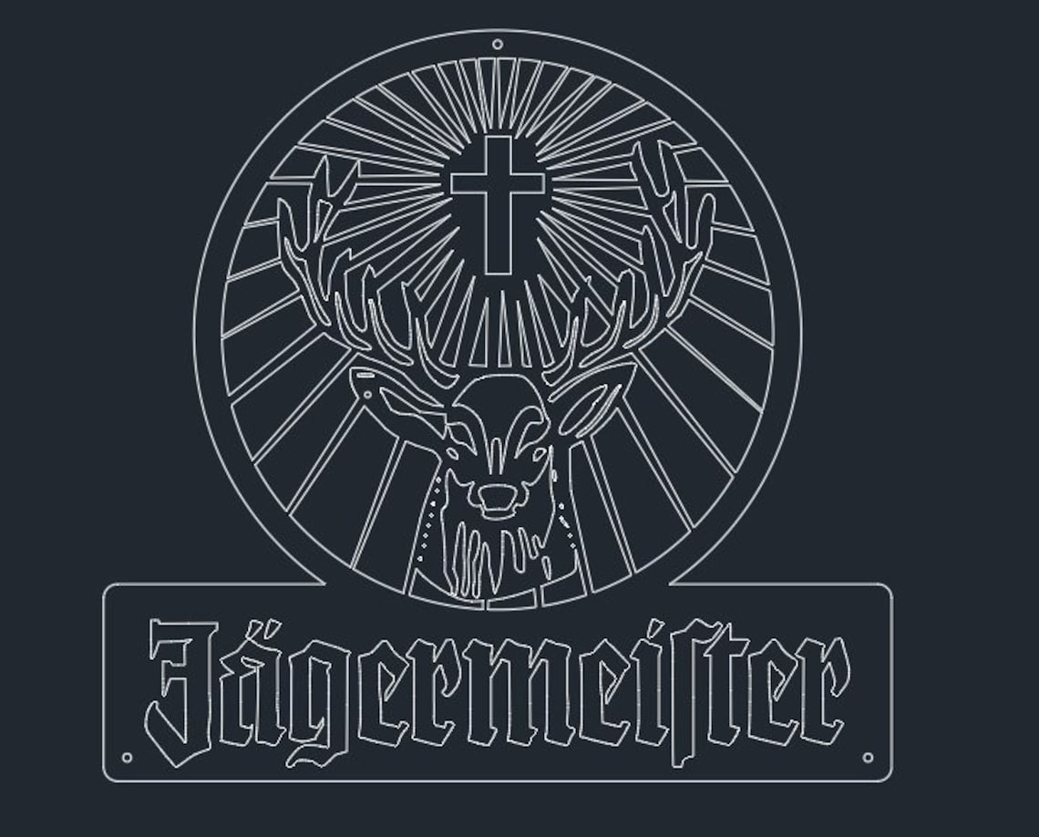 Jägermeister Sign, Logo, Technical Drawing, Plasma, Laser, Ready to Cut