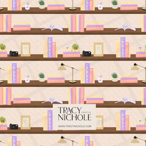 Book Lovers Book Shelf Seamless Pattern 300 DPI PNG Instant Download Digital Papers Vinyl Fabric Surface Design Book Lovers Book Shelf File