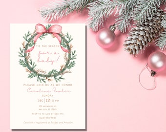 Mall för inbjudan till julbabyshower Mall för vinterbabyshower Mall för flickababyshower Inbjudan till babyshower Baby vinterbabyshower
