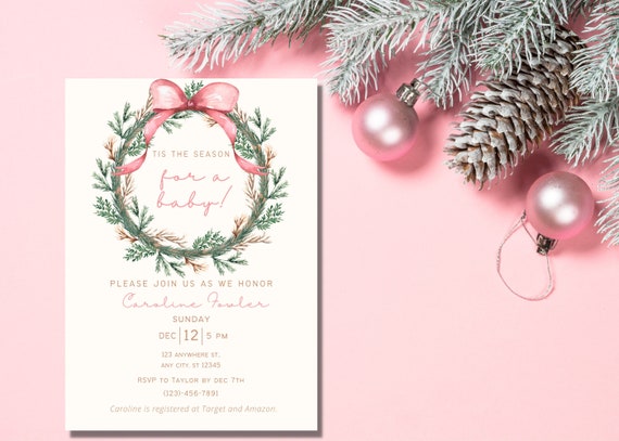Christmas Baby Shower Invitation Template Winter Baby Shower Template Girl Baby Shower Invitation Template Baby winter baby shower
