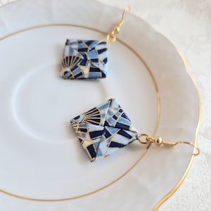 Pendientes cuadrados simples de papel washi de origami
