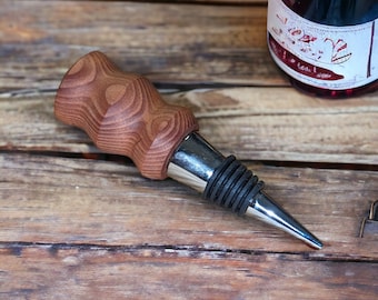 Redwood Wood Hand Turned Wine Bottle Stopper