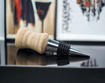 Quilted Maple Wood Hand Turned Wine Bottle Stopper