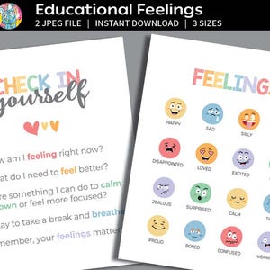 Emotions Poster Pastel  | Feelings Homeschool Decor Classroom Emotions Chart Print | Feelings Poster Moods Faces Preschool | Digital file