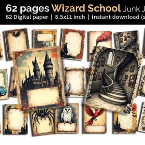 Journal indésirable de l'école de magie | Assistant Scrapbooking, Arts techniques mixtes | Cadre magique en papier grunge | Journal des déchets magiques | Fichier numérique n°4