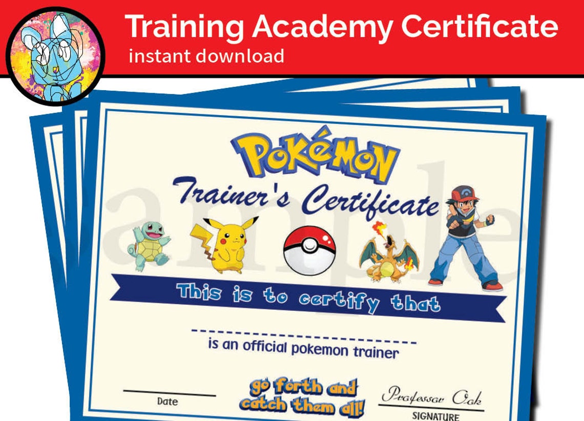 Pokemon Certificate Pokémon Trainer Certificate Pokeball Charizard ...