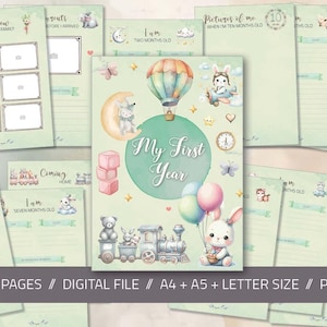 Baby Memory Book | Baby Journal Printable | New Mom gift | Baby Shower Gift, Baby Books, Pregnancy Gift, Baby Girl Boy | Digital Download