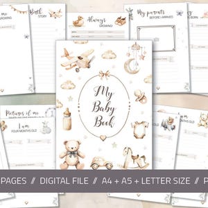 Livro de Memórias do Bebê | Diário do Bebê para Imprimir | Presente para Nova Mamãe | Presente para Chá de Bebê, Livros para Bebê, Presente para Gravidez, Bebê Menina Menino | Download Digital