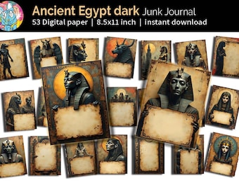 Ancient Egypt  Junk Journal pages | Whimsical Pharaoh Whimsical Egyptian Scrapbooking | Egyptian Scrolls Mixed Media Art | Digital file