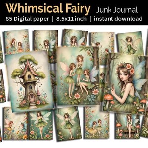 Journal des fées du jardin | Fées vintage aquarelle lunatique | Scrapbooking, Arts techniques mixtes | Papier éphémère grunge | Fichier numérique