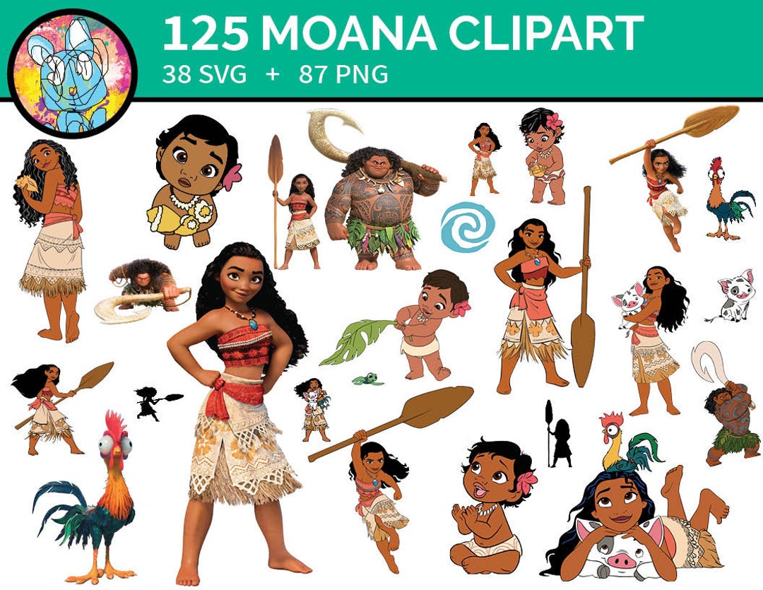 Moana Clipart SVG PNG Bundle Moana LAYERED Princess Maui Baby Moana ...