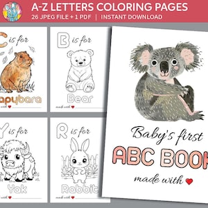 ABC Baby Shower Coloring Book | Baby’s First Alphabet book | Baby Shower Game Activity | Baby Shower Gift | baby abc A-Z Game Digital file