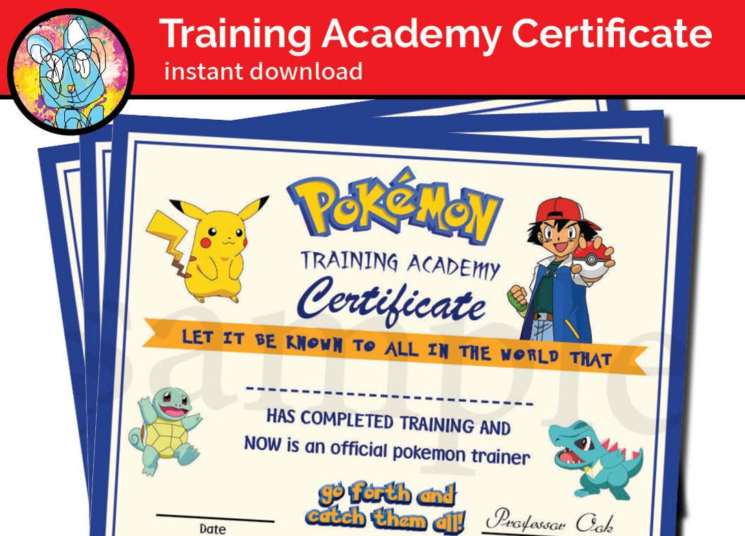Pokemon Certificate Pokémon Trainer Certificate Pokeball Charizard ...