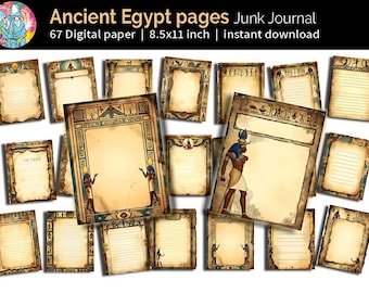 Ancient Egypt Hieroglyphics  Junk Journal pages | Whimsical Pharaoh Whimsical Egyptian Scrapbooking | Egyptian Scrolls | Digital file (No.2)