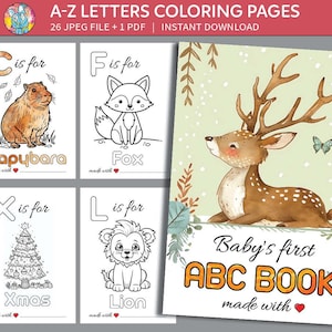 ABC Baby Shower Coloring Book | Baby’s First Alphabet book | Baby Shower Game Activity | Baby Shower Gift | baby abc A-Z Game Digital file