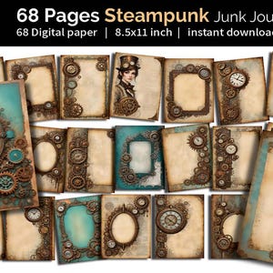 Vintage Steampunk Junk Journal / Scrapbooking, Mixed Media Art / Carta per acquerelli Steampunk Vintage Grunge Ephemera / File digitale