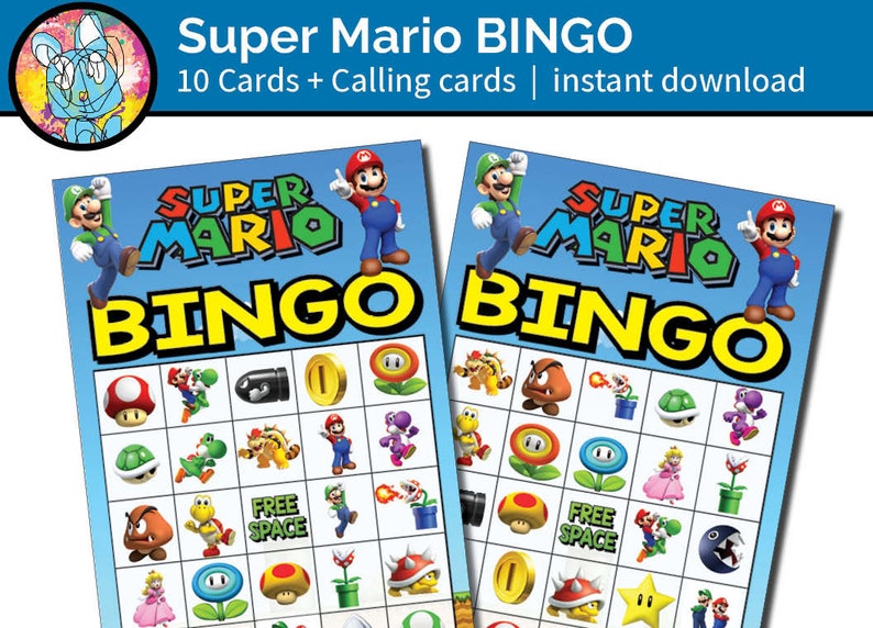 Super Mario Bingo Printable Mario Birthday Game Mario and Etsy