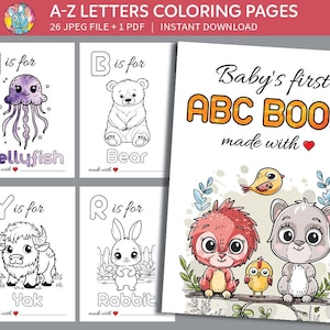 ABC Baby Shower Coloring Book | Baby’s First Alphabet book | Baby Shower Game Activity | Baby Shower Gift | baby abc A-Z Game Digital file