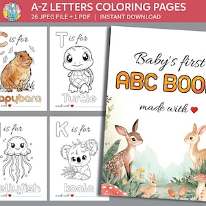 ABC Baby Shower Coloring Book | Baby’s First Alphabet book | Baby Shower Game Activity | Baby Shower Gift | baby abc A-Z Game Digital file