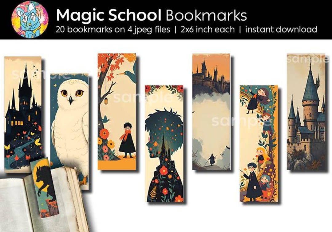 Magic School Wizard House RED Green Bookmark Sheets | Wizard Mixed ...