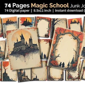 Journal indésirable de l'école de magie | Assistant Scrapbooking, Arts techniques mixtes | Cadre magique en papier grunge | Journal des déchets magiques | Fichier numérique n°3
