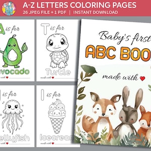 ABC Baby Shower Coloring Book | Baby’s First Alphabet book | Baby Shower Game Activity | Baby Shower Gift | baby abc A-Z Game Digital file